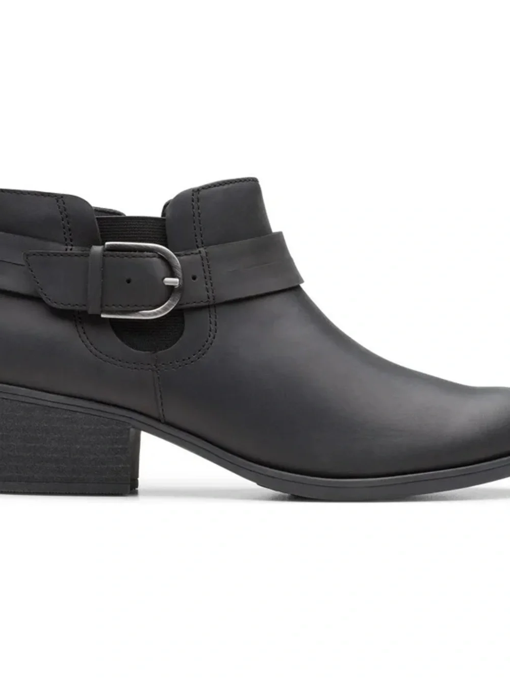 Clark’s Women's Black Ankle Boot with Buckle Strap Inside Zipper US size 6W